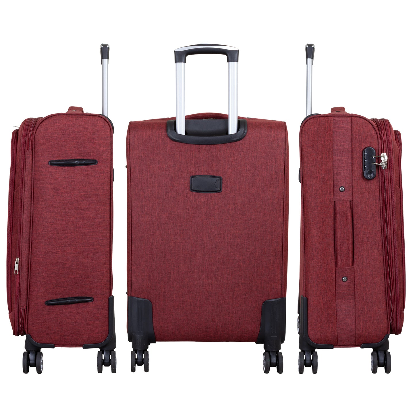 Set de valises souples en tissu 3 pièces - Modèle Cremona - Couleur rouge