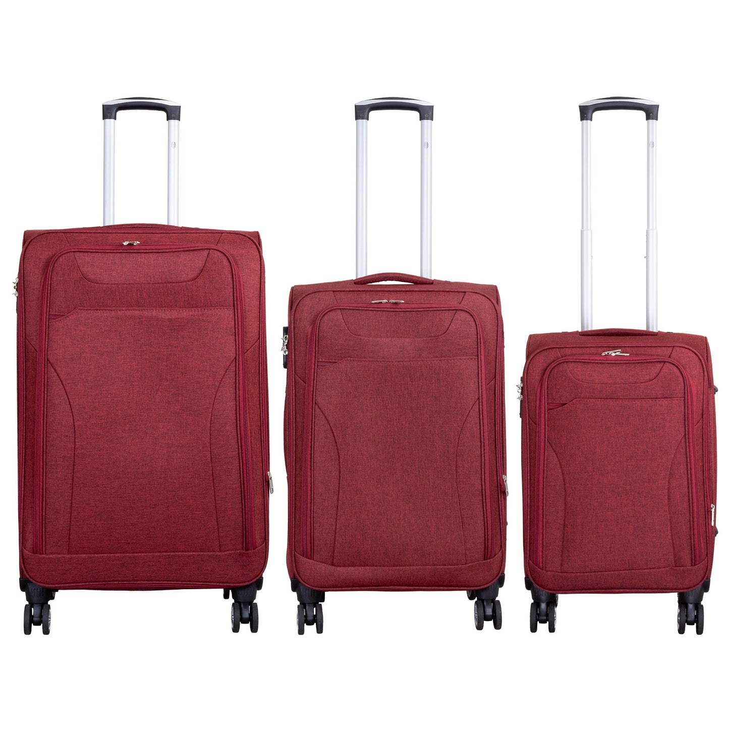 Set de valises souples en tissu 3 pièces - Modèle Cremona - Couleur rouge