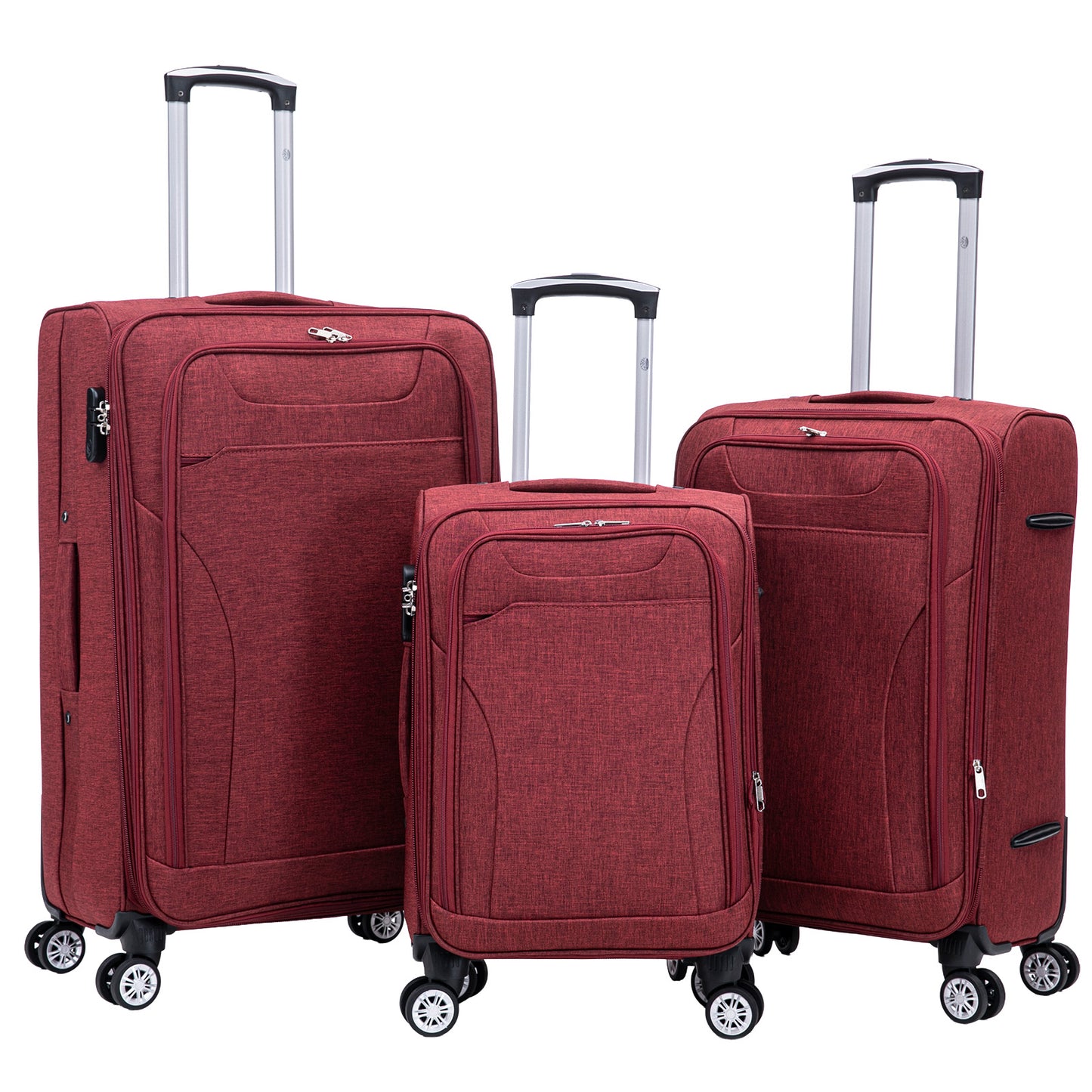 Stoff-Kofferset 3tlg Farbe rot Weichgepäck Modell Cremona