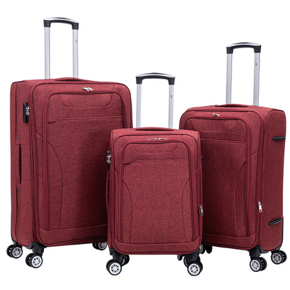 Stoff-Kofferset 3tlg Farbe rot Weichgepäck Modell Cremona