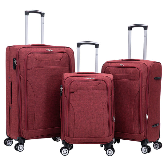 Stoff-Kofferset 3tlg Farbe rot Weichgepäck Modell Cremona