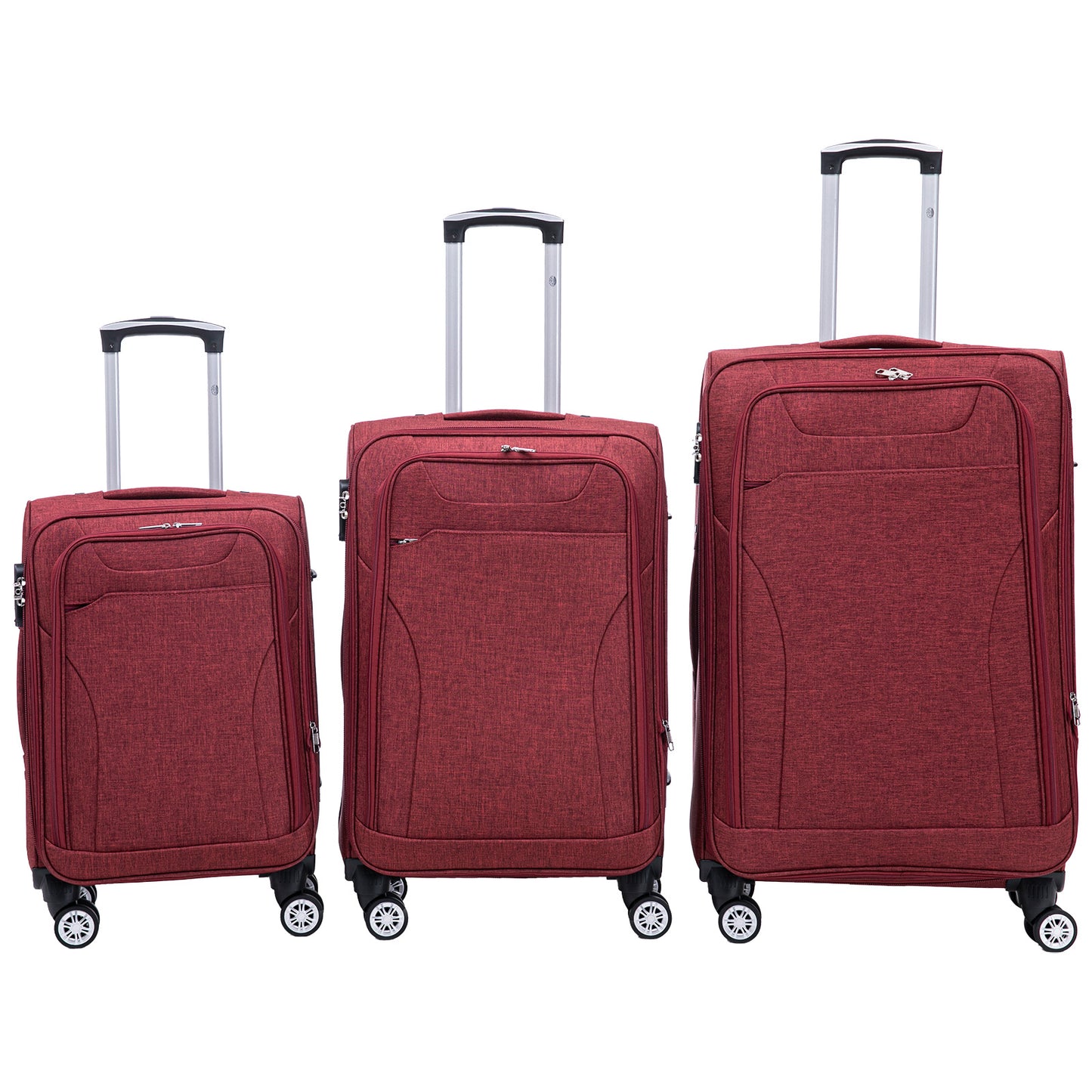 Stoff-Kofferset 3tlg Farbe rot Weichgepäck Modell Cremona