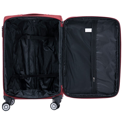 Stoff-Kofferset 3tlg Farbe rot Weichgepäck Modell Cremona