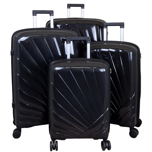 Set de valises rigides PP 4 pièces - Modèle Florence - Couleur noir