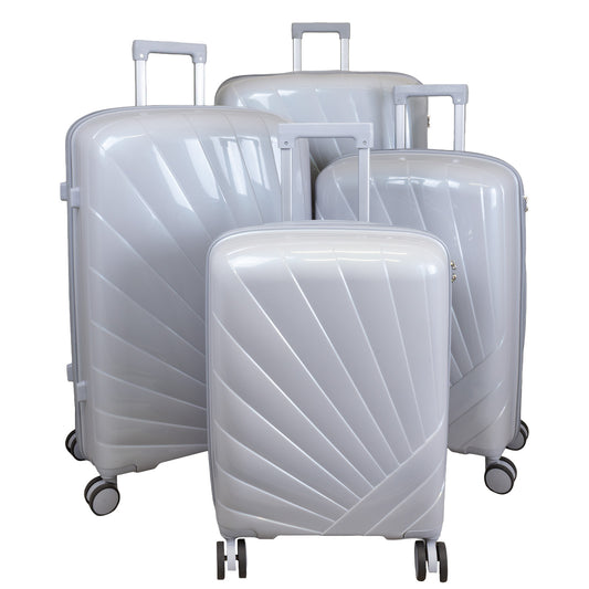 PP hard-shell suitcase set 4pcs - Model Florence - Color silver