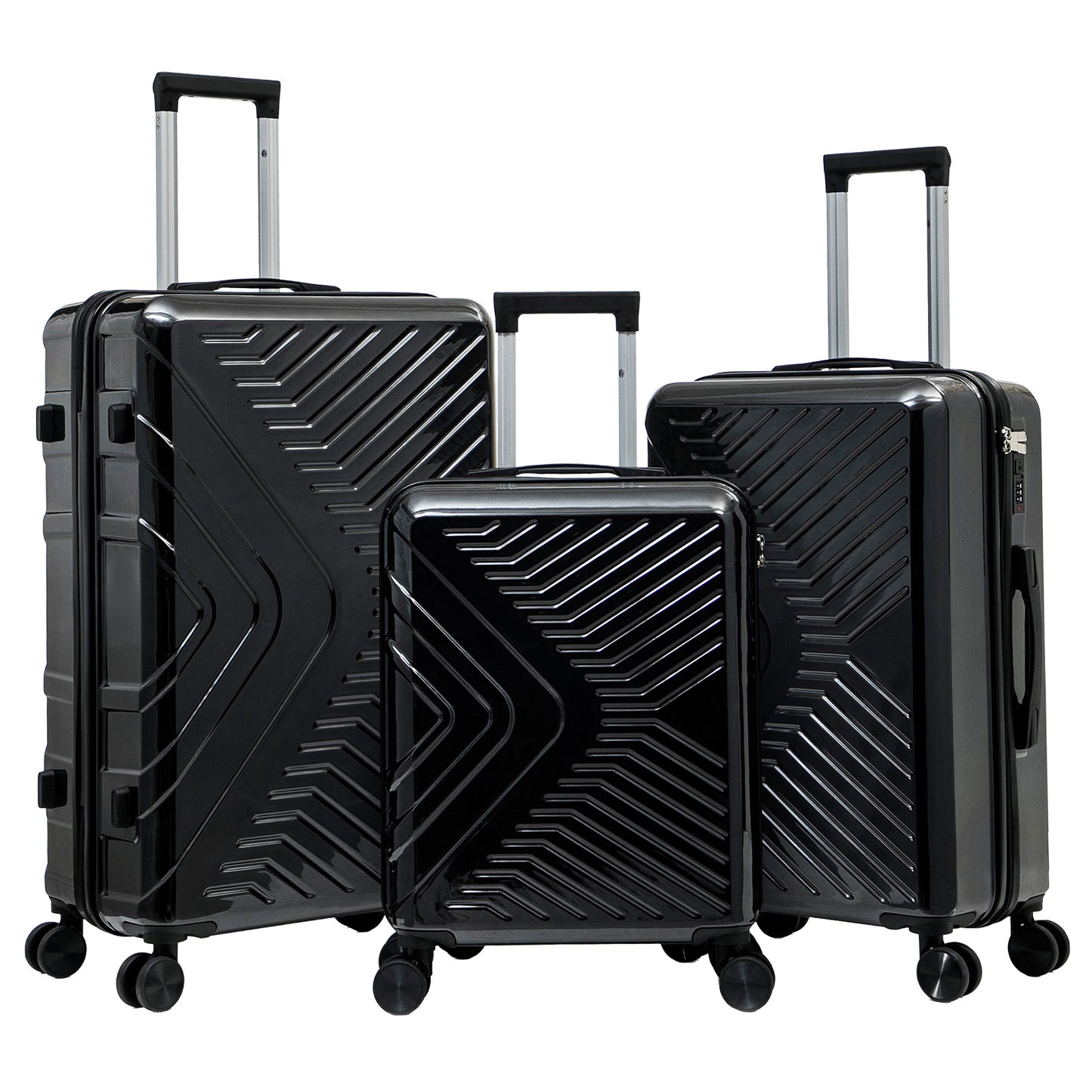 Hartschalen-Kofferset 3tlg - Modell Bergamo - Farbe schwarz