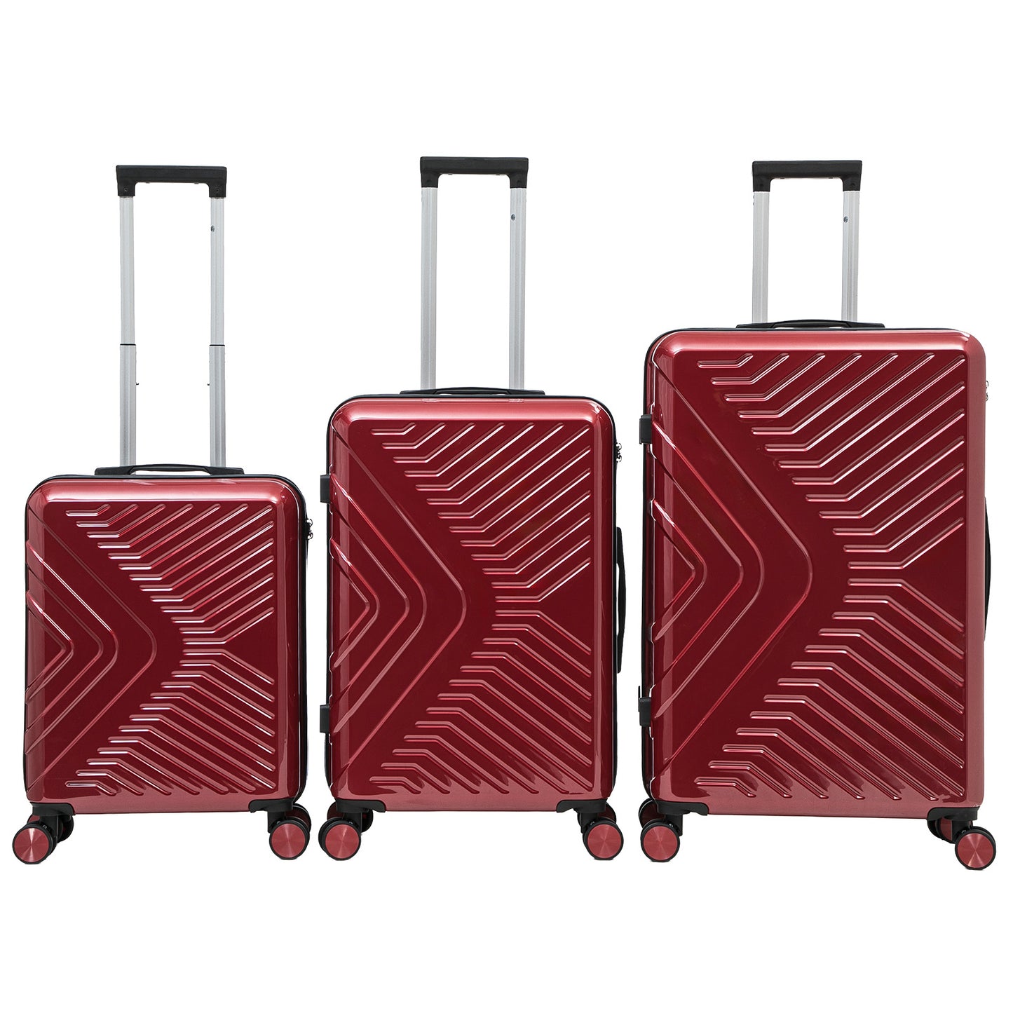 Hartschalen-Kofferset 3tlg - Modell Bergamo - Farbe rot