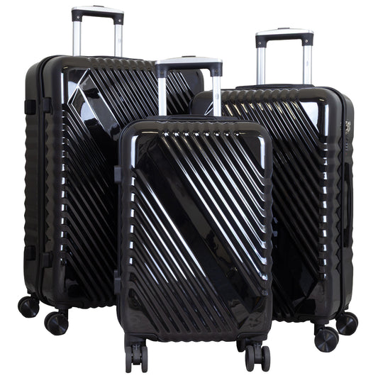 3-Piece Hard Shell Suitcase Set - Model Genoa - Color Black