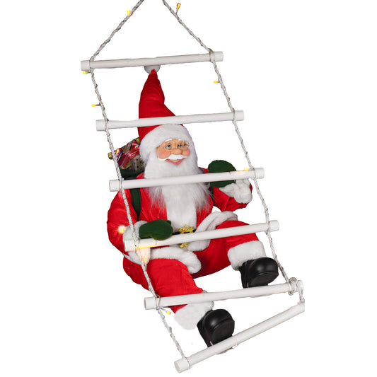 Santa 60cm mit LED auf Leiter, VE-1