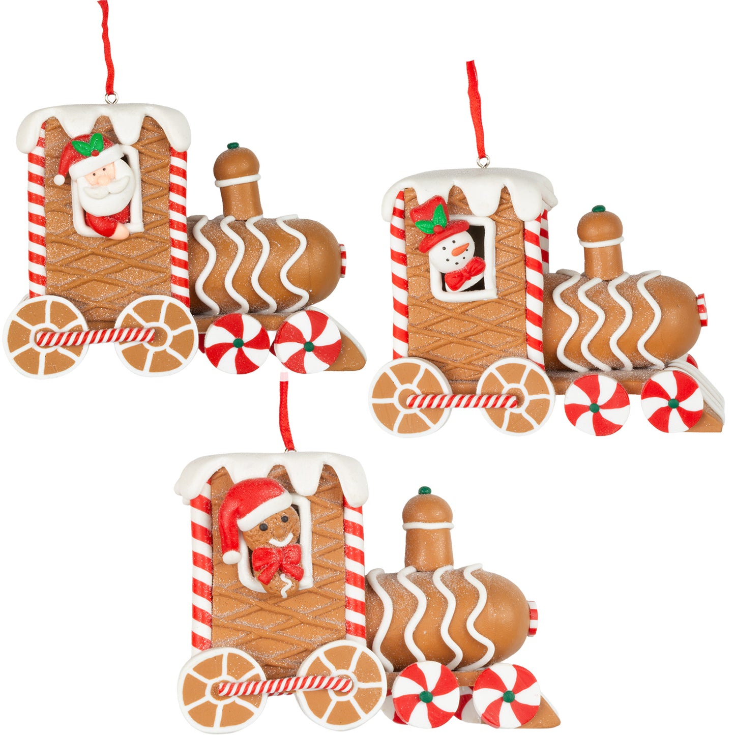 Décorations de sapin 12cm, argile polymère, 3 modèles, VE-48(12)