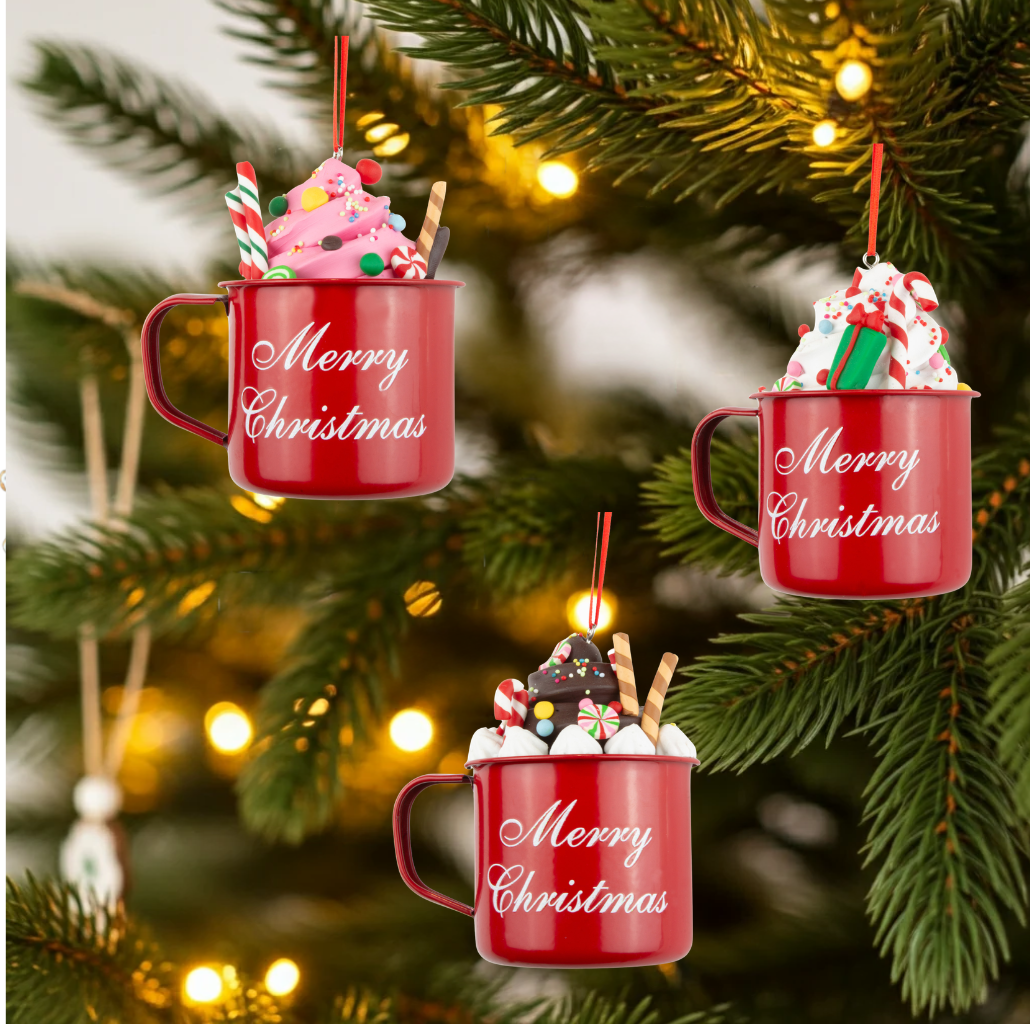 Tree Ornament 10cm, 3 Designs, Polyclay, VE-72(12)