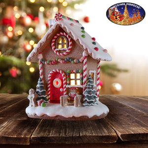 LED Lebkuchenhaus 25cm, Polyresin, VE-6(1)