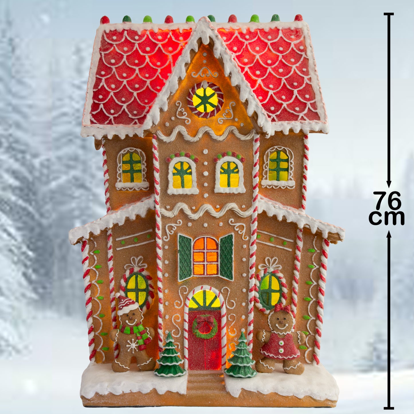 Casa de pan de jengibre LED 76cm, poliresina, VE-1