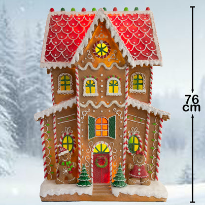 Casa de pan de jengibre LED 76cm, poliresina, VE-1