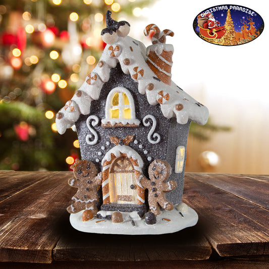 LED Lebkuchenhaus 20cm, Polyresin, VE-8(1)