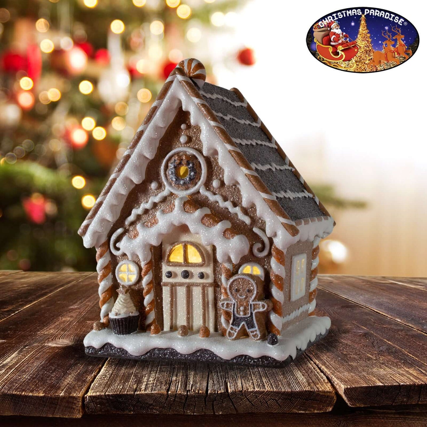 LED Lebkuchenhaus 25cm, Polyresin, VE-6(1)