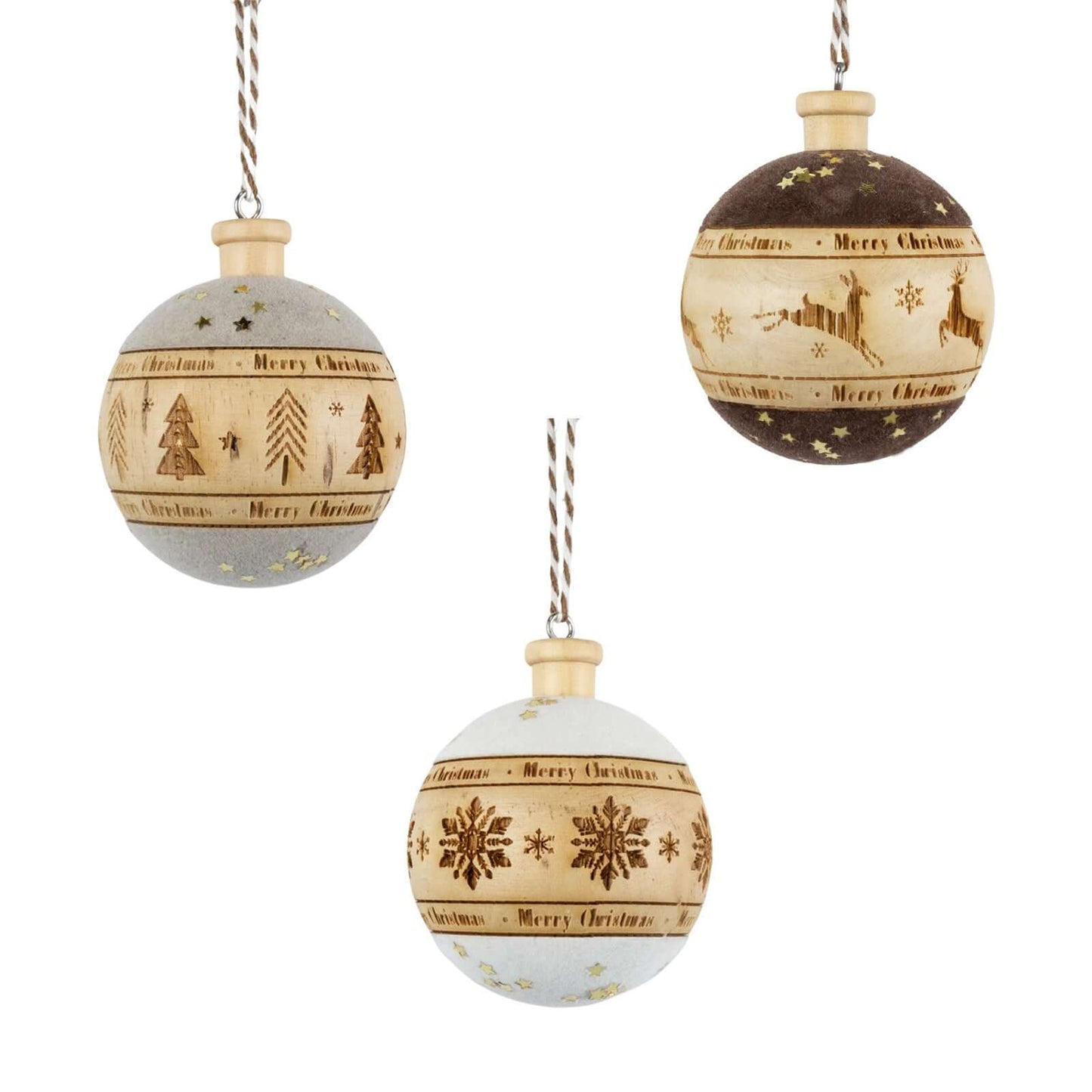 Baumschmuck 8cm, Holz, 3 Designs, VE-144(12)