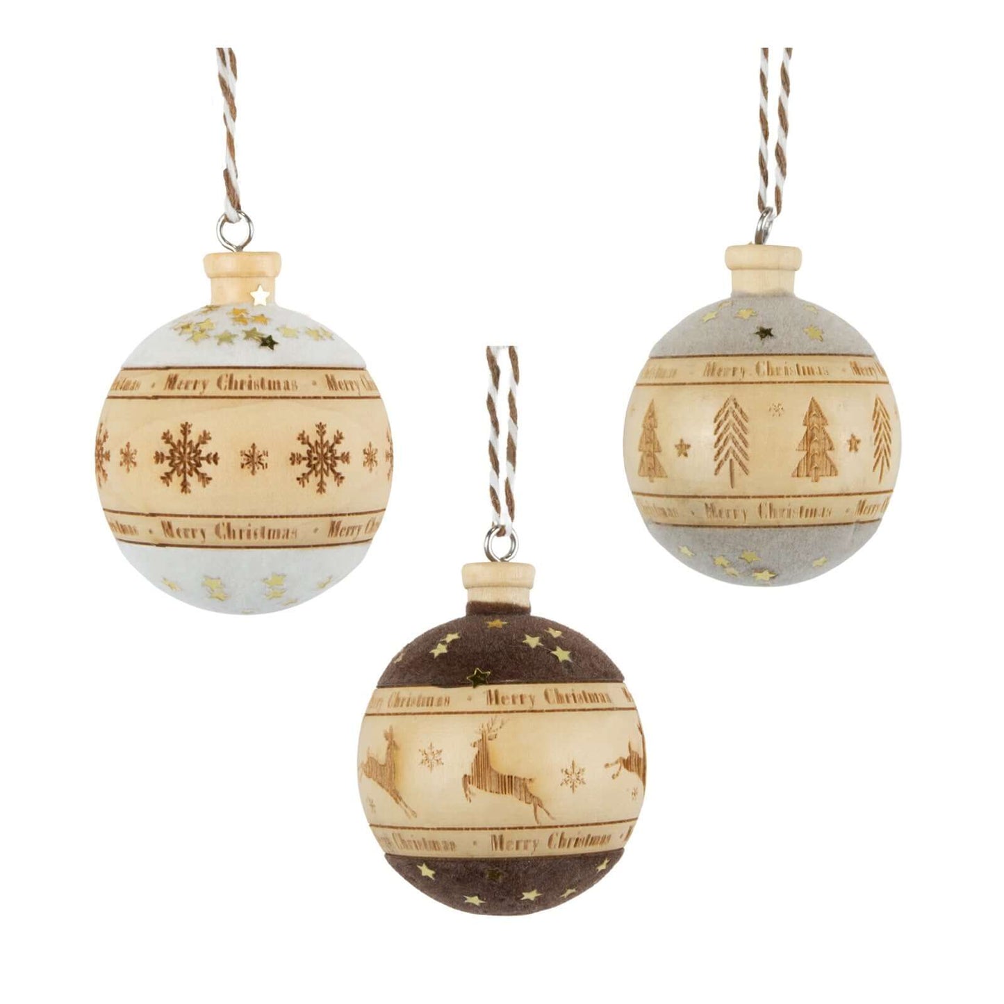 Baumschmuck 6cm, Holz, 3 Designs, VE-192(24)