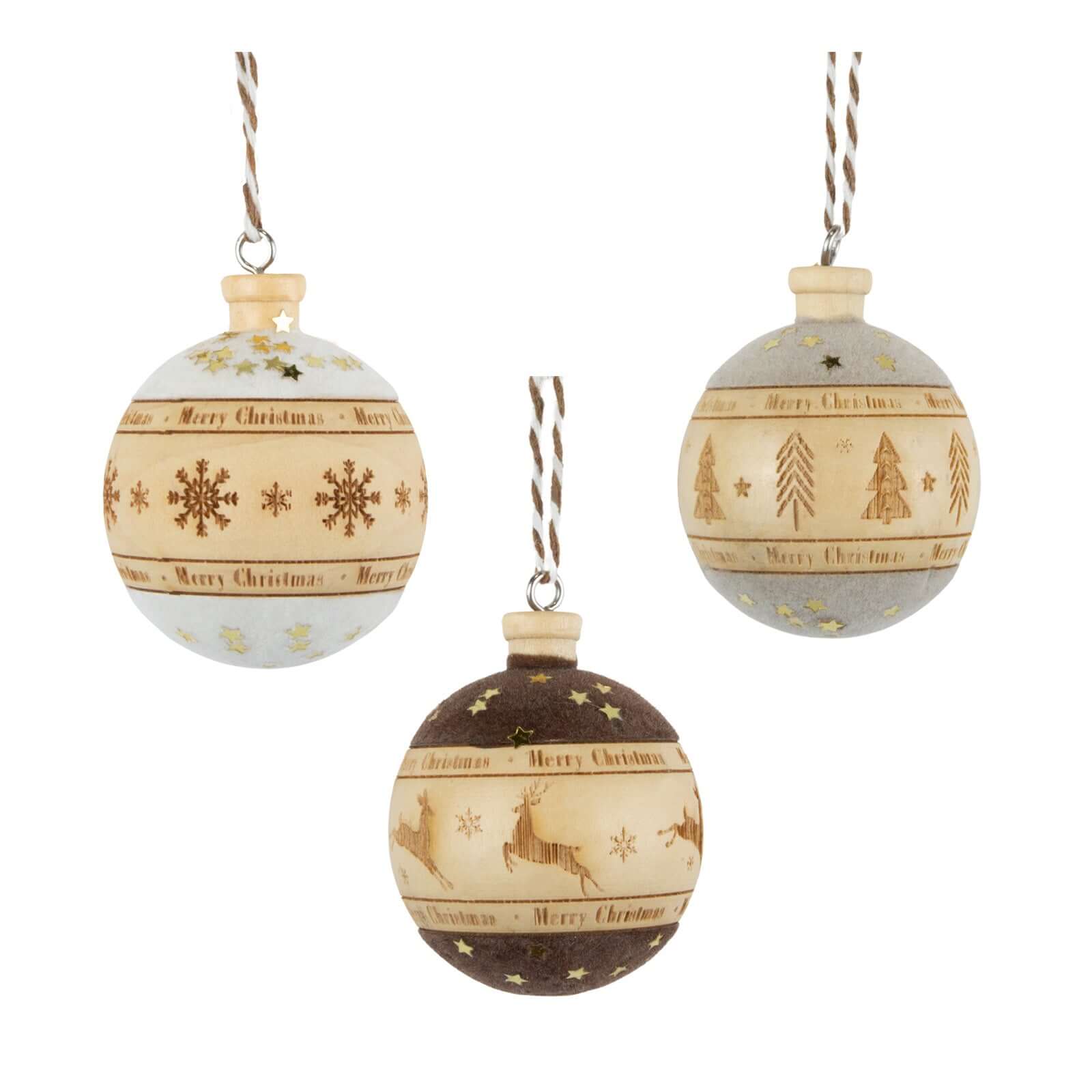 Baumschmuck 6cm, Holz, 3 Designs, VE-192(24)
