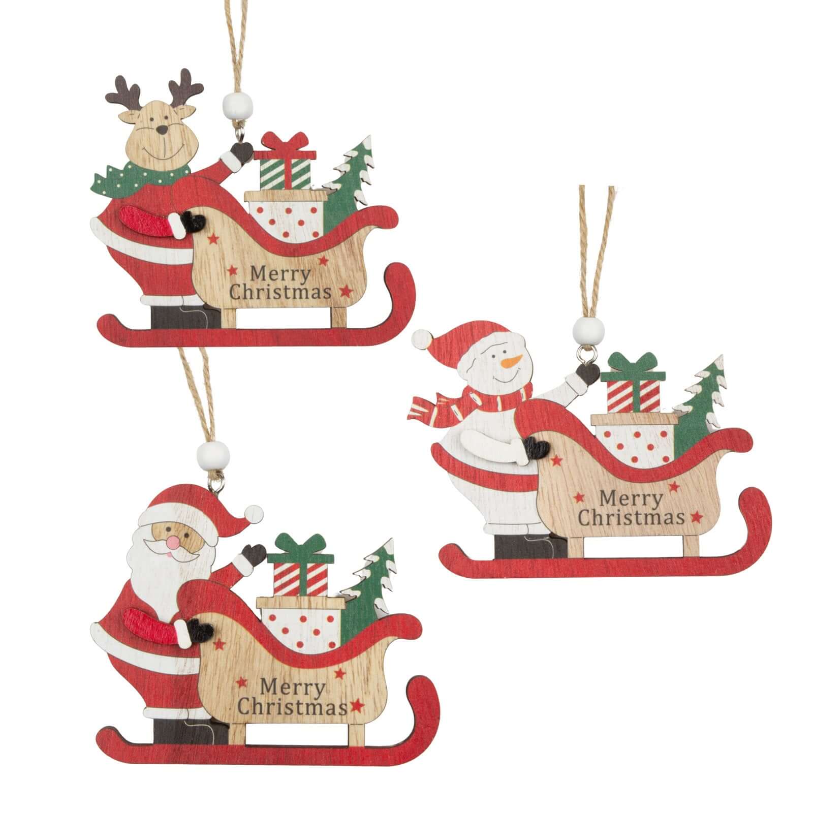 Baumschmuck 11cm, Holz, 3 Designs, VE-288(24)