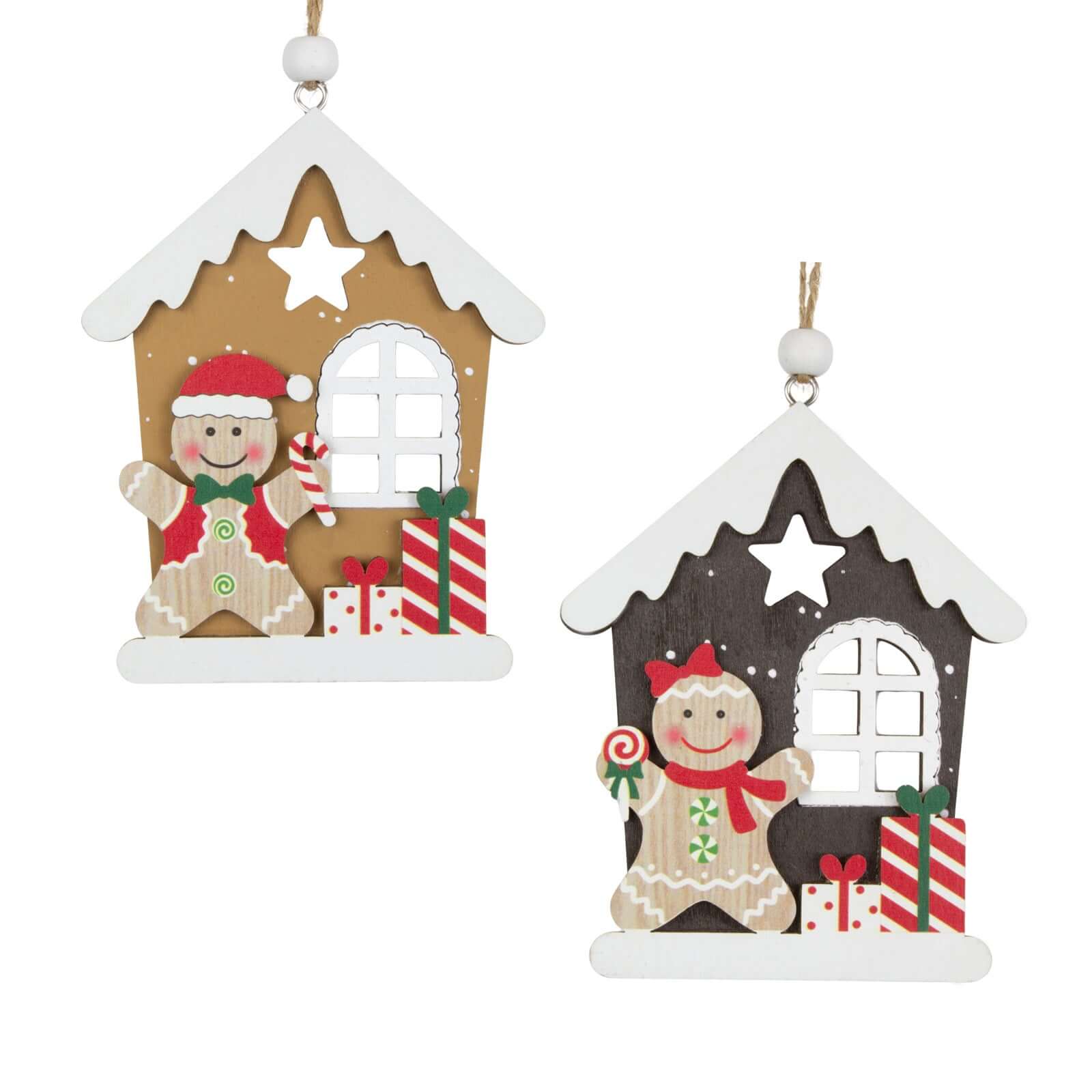 Baumschmuck 12cm, Holz, 2 Designs, VE-288(24)