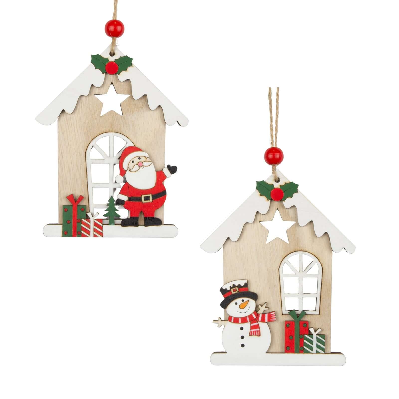 Baumschmuck 12cm, Holz, 2 Designs, VE-288(24)