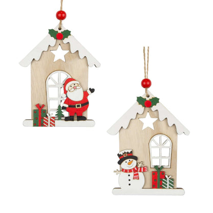 Baumschmuck 12cm, Holz, 2 Designs, VE-288(24)