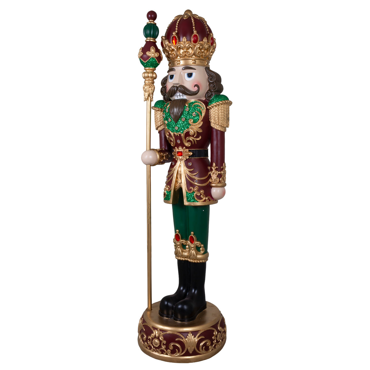 Figura decorativa XL Schiaccianoci con luce LED+musica, dimensione ca.120cm, poliresina, VE-1