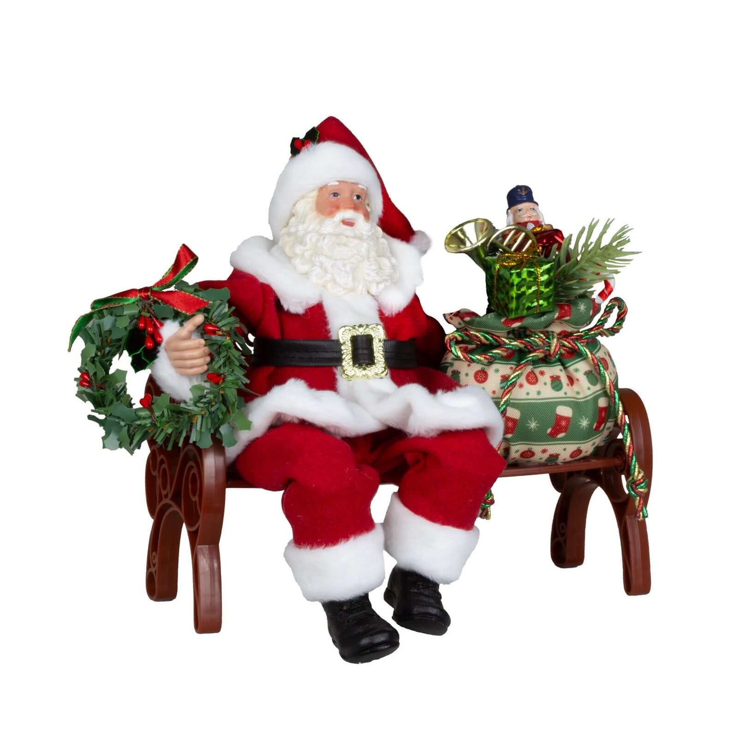 Santa sitzend auf der Bank 28cm, VE-12(1)