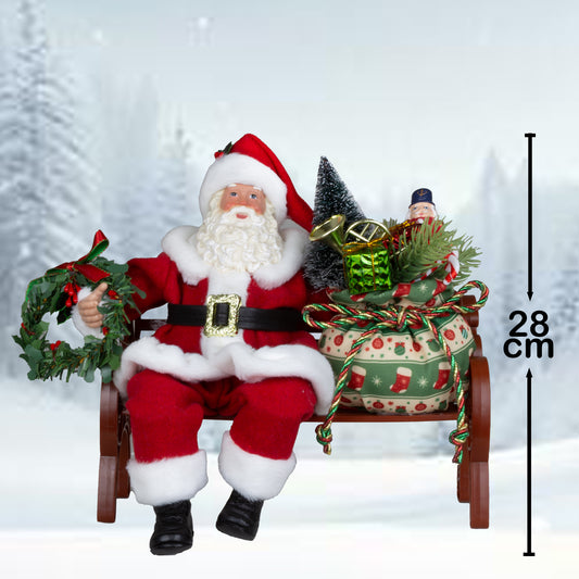 Babbo Natale sulla panchina 28cm