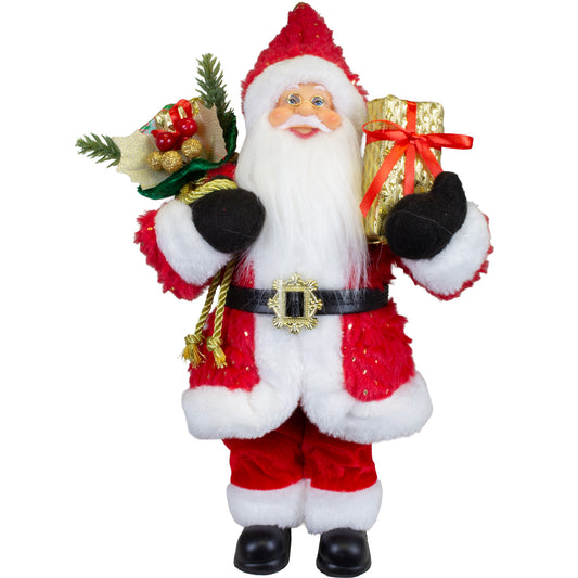 Santa 30cm langer Mantel in rot-gold, VE-6