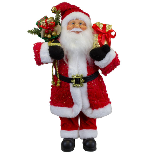 Santa 45cm langer Mantel in rot-gold, VE-6