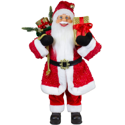 Santa 60cm langer Mantel in rot-gold, VE-1