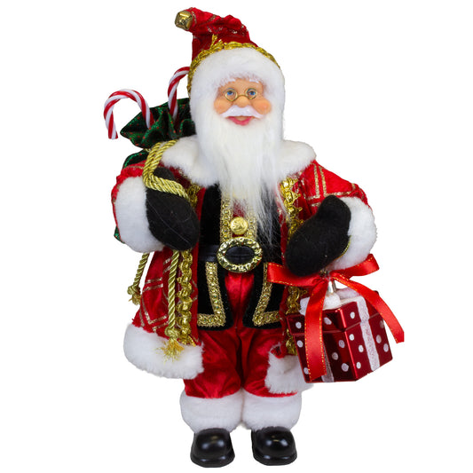 Santa 30cm long coat in red-gold, pack of 6