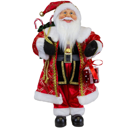 Santa 45cm langer Mantel in rot-gold, VE-6