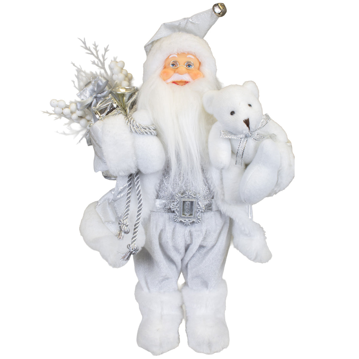 Santa 30cm con abrigo blanco, VE-6