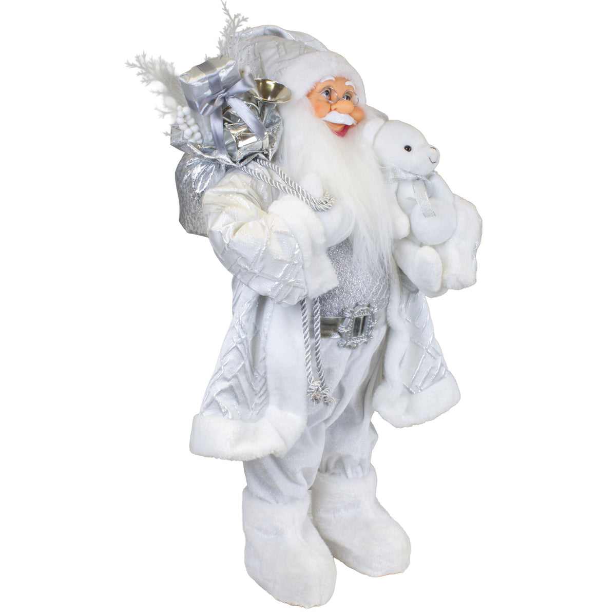 Papá Noel 60cm con abrigo blanco, VE-1