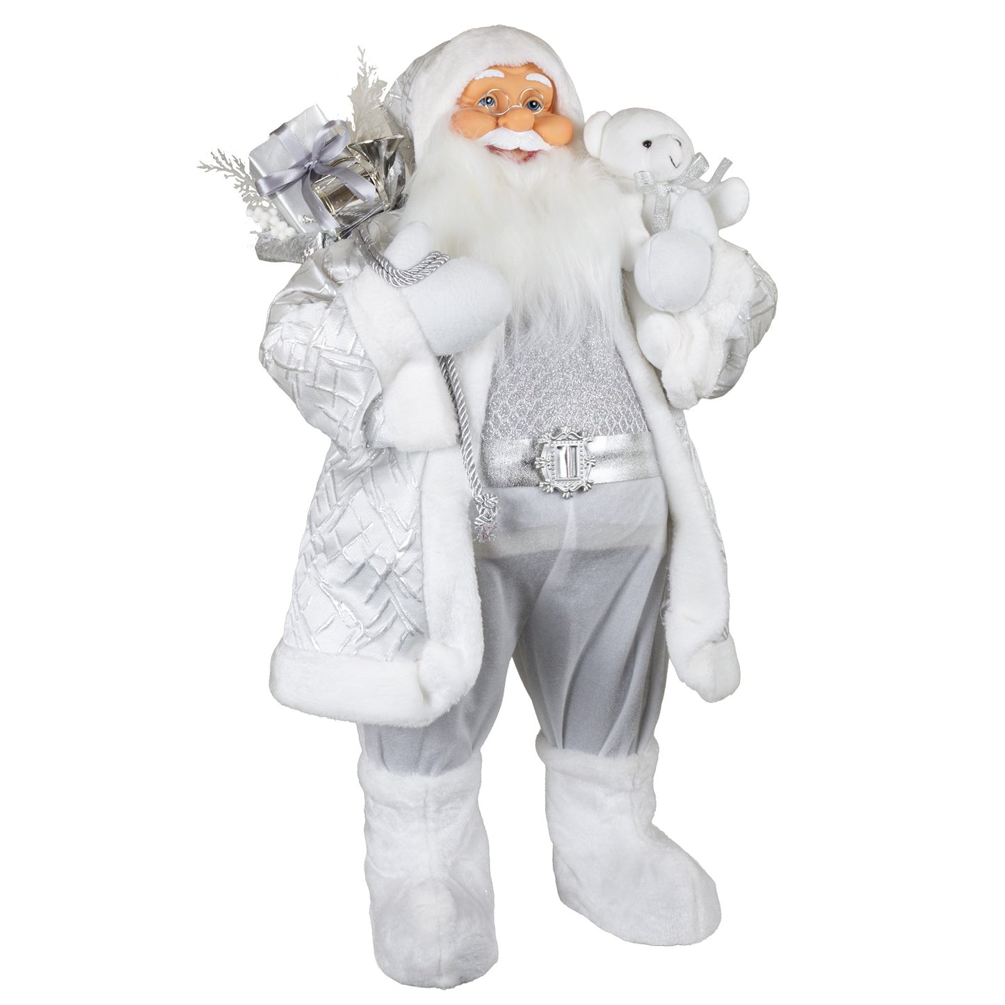 Père Noël 80 cm avec manteau blanc, VE-1