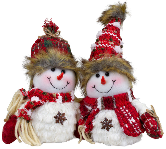 Snowman standing 25cm, 2 designs, pack of 12