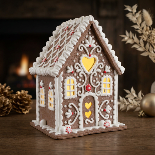 LED gingerbread house 20cm, Polyclay, VE-6(2)