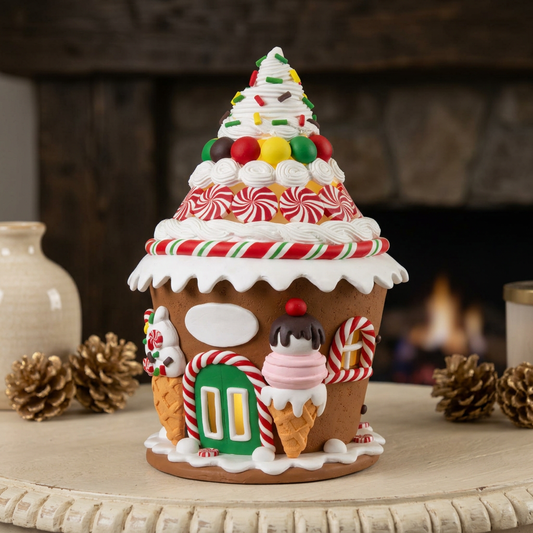 LED gingerbread house 23cm, Polyclay, VE-4(1)