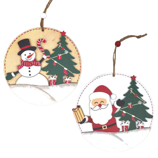 Baumschmuck 12cm, Holz, 2 Designs, VE-288(24)