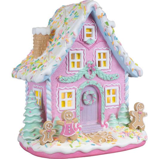 LED Lebkuchenhaus 24cm, Polyresin, VE-6(1)