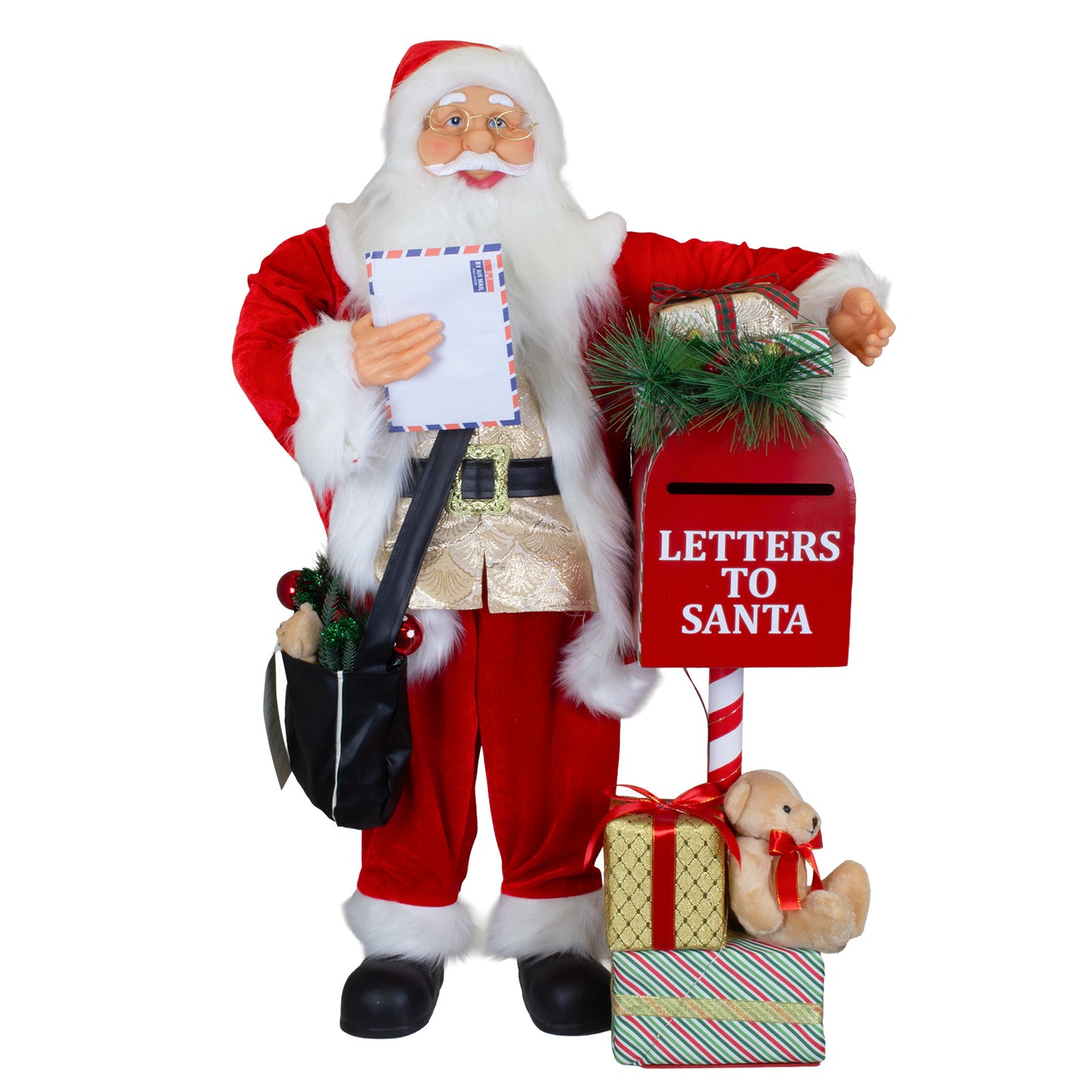 Père Noël 90cm boîte aux lettres avec LED + musique, VE-1