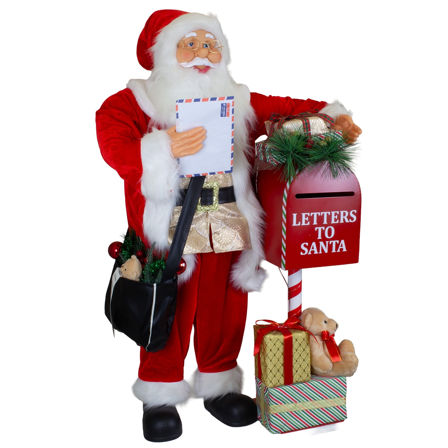 Père Noël 90cm boîte aux lettres avec LED + musique, VE-1