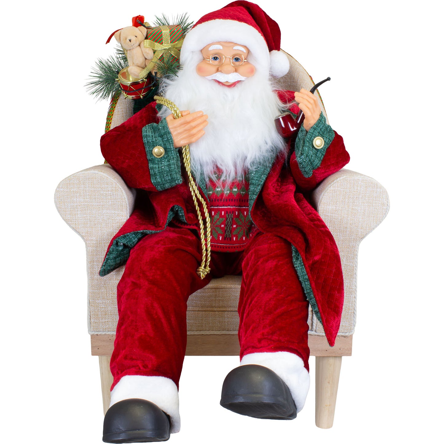 Père Noël 80cm dans fauteuil, VE-1