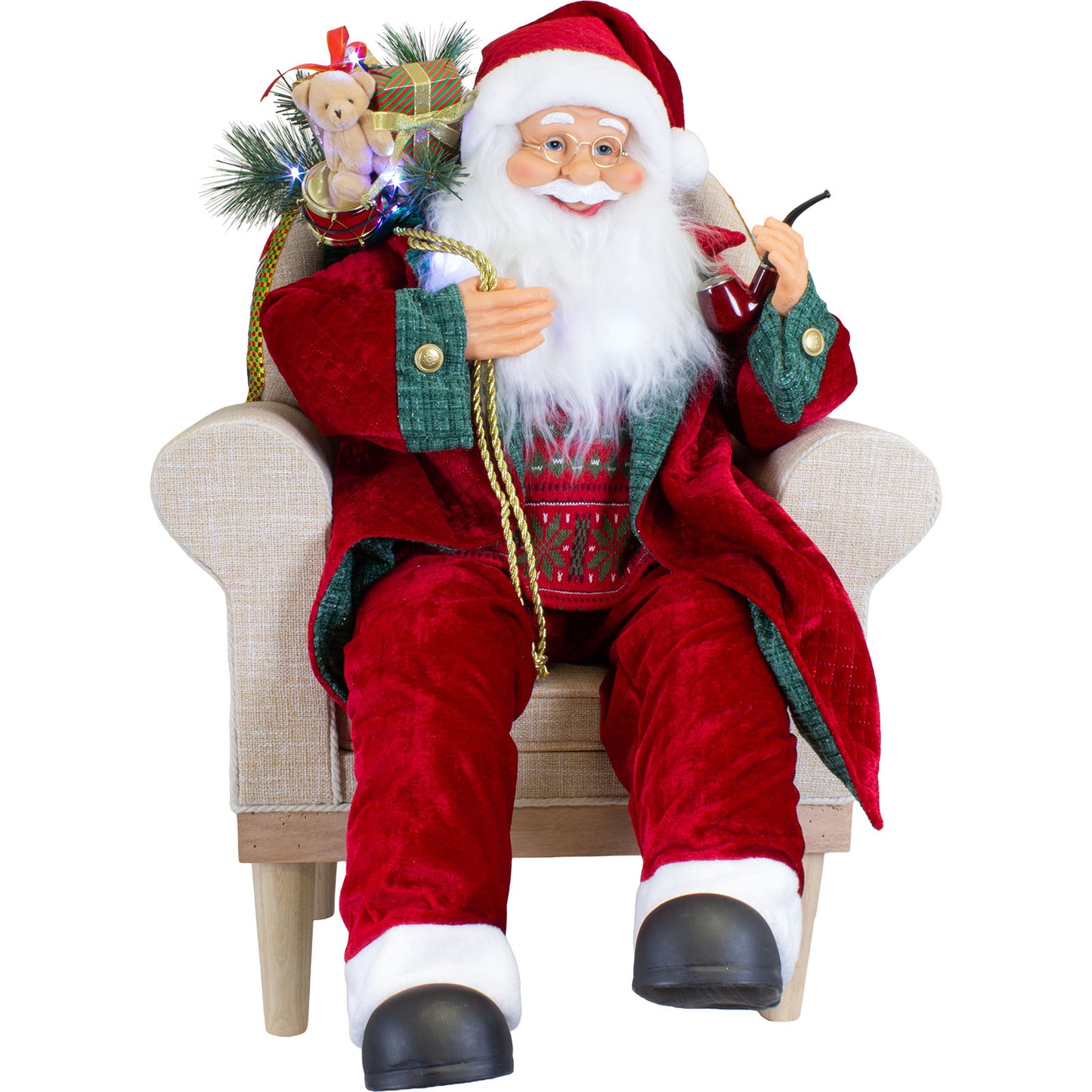 Père Noël 80cm dans fauteuil, VE-1