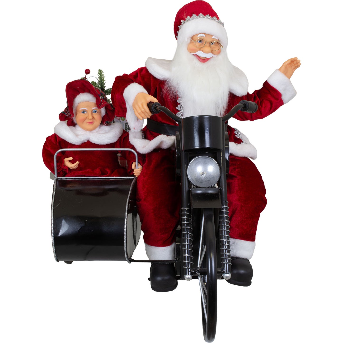 Père Noël 80cm à moto avec animation, VE-1