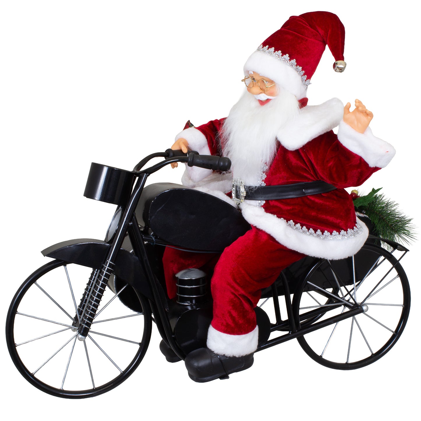 Père Noël 80cm à moto avec animation, VE-1