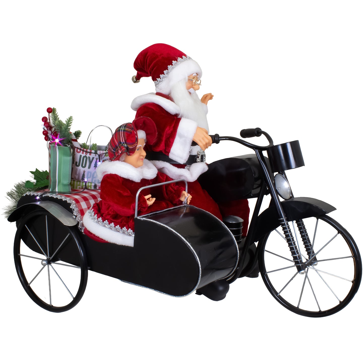 Père Noël 80cm à moto avec animation, VE-1